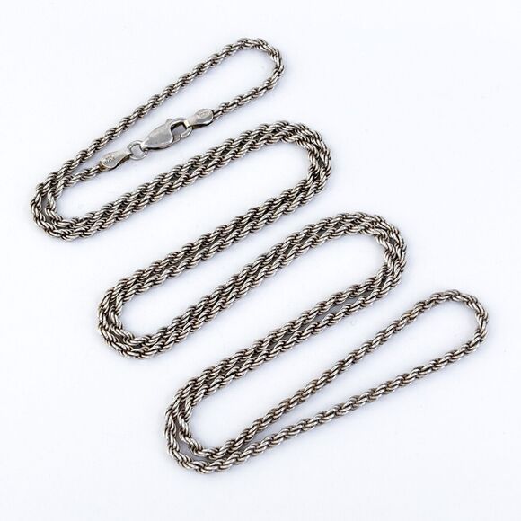 Vintage Jewelry - Vintage Italy Sterling Silver 925 2.3mm Rope Chain Necklace 30.5"